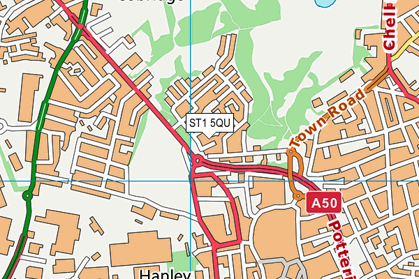 ST1 5QU map - OS VectorMap District (Ordnance Survey)