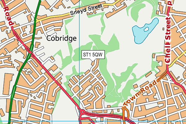 ST1 5QW map - OS VectorMap District (Ordnance Survey)