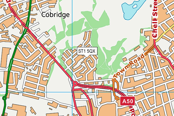 ST1 5QX map - OS VectorMap District (Ordnance Survey)