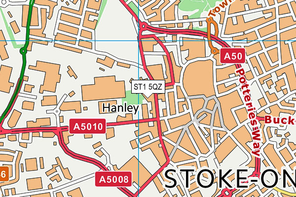 ST1 5QZ map - OS VectorMap District (Ordnance Survey)