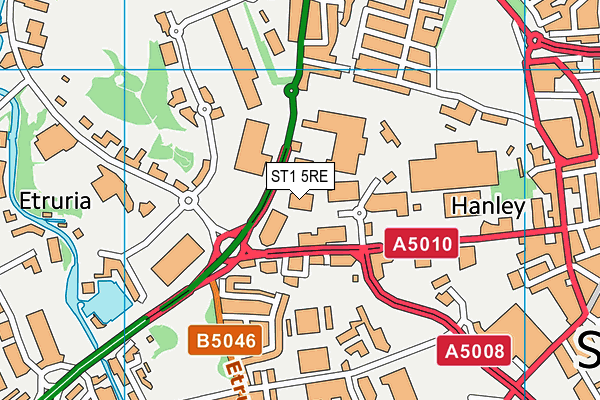 ST1 5RE map - OS VectorMap District (Ordnance Survey)