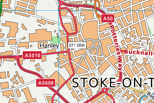 ST1 5RW map - OS VectorMap District (Ordnance Survey)