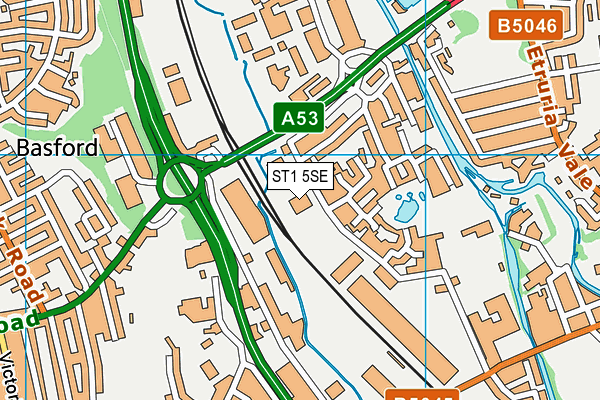 ST1 5SE map - OS VectorMap District (Ordnance Survey)