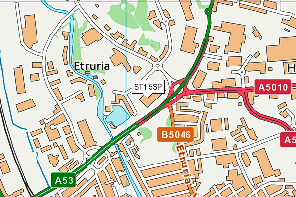 ST1 5SP map - OS VectorMap District (Ordnance Survey)