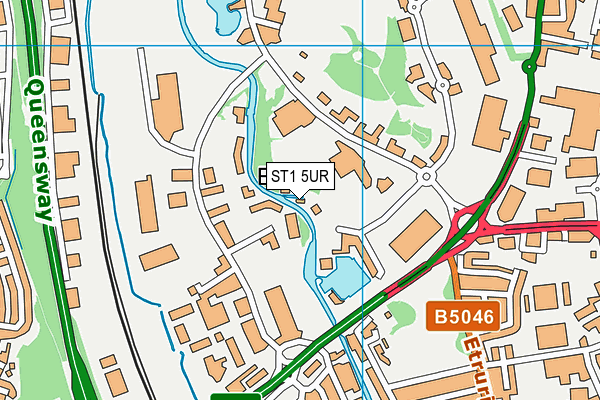 ST1 5UR map - OS VectorMap District (Ordnance Survey)