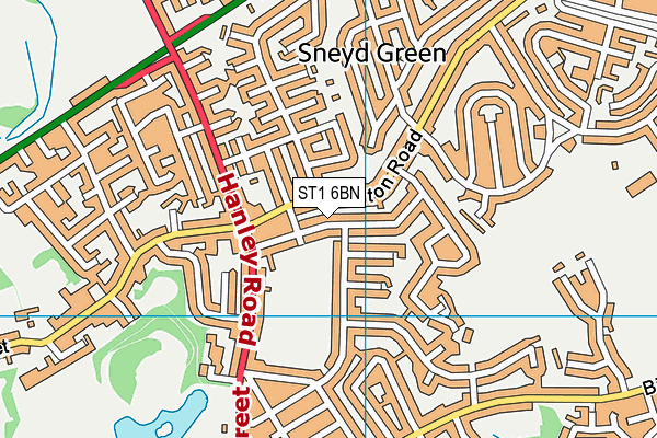 ST1 6BN map - OS VectorMap District (Ordnance Survey)