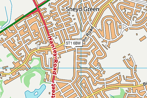 ST1 6BW map - OS VectorMap District (Ordnance Survey)