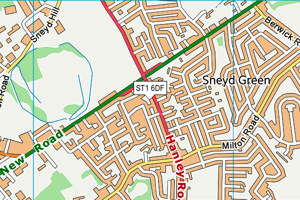 ST1 6DF map - OS VectorMap District (Ordnance Survey)
