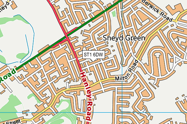 ST1 6DW map - OS VectorMap District (Ordnance Survey)