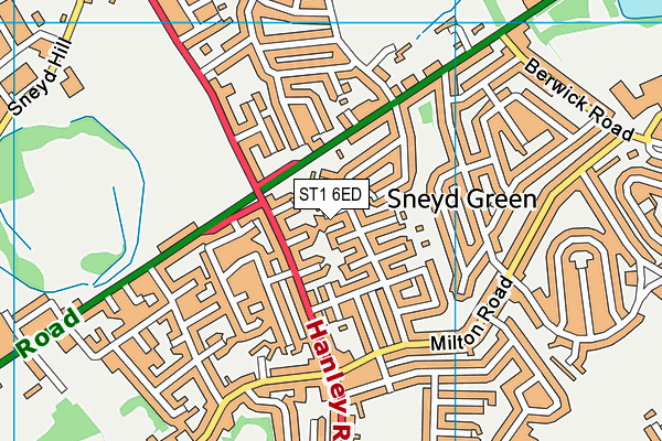 ST1 6ED map - OS VectorMap District (Ordnance Survey)
