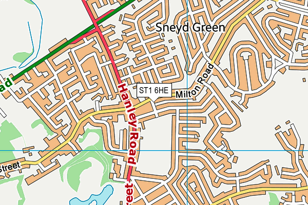 ST1 6HE map - OS VectorMap District (Ordnance Survey)