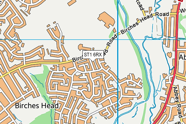 ST1 6RX map - OS VectorMap District (Ordnance Survey)