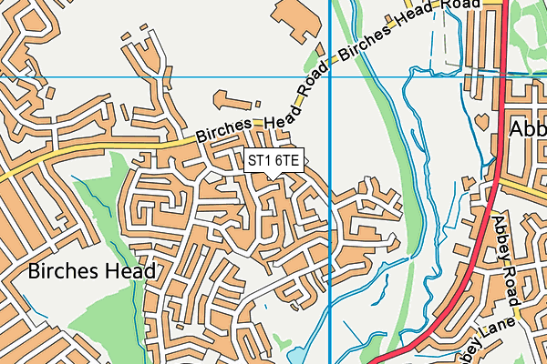 ST1 6TE map - OS VectorMap District (Ordnance Survey)