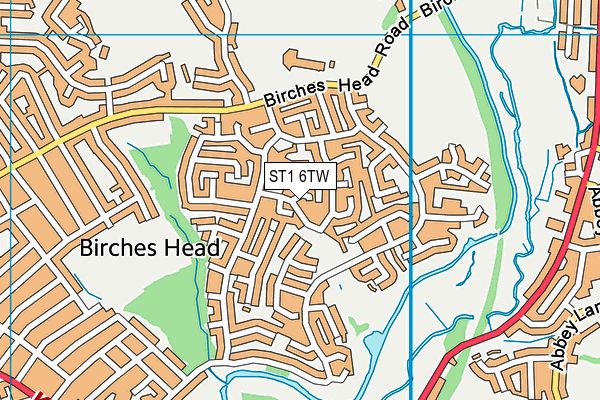 ST1 6TW map - OS VectorMap District (Ordnance Survey)
