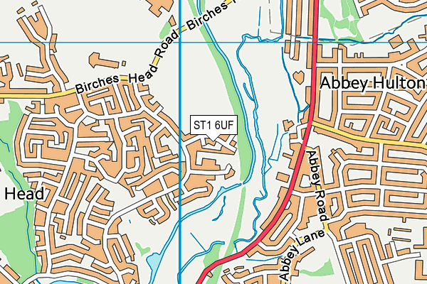 ST1 6UF map - OS VectorMap District (Ordnance Survey)