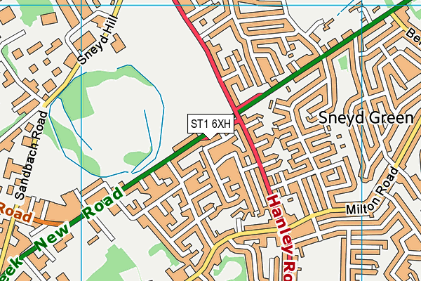 ST1 6XH map - OS VectorMap District (Ordnance Survey)