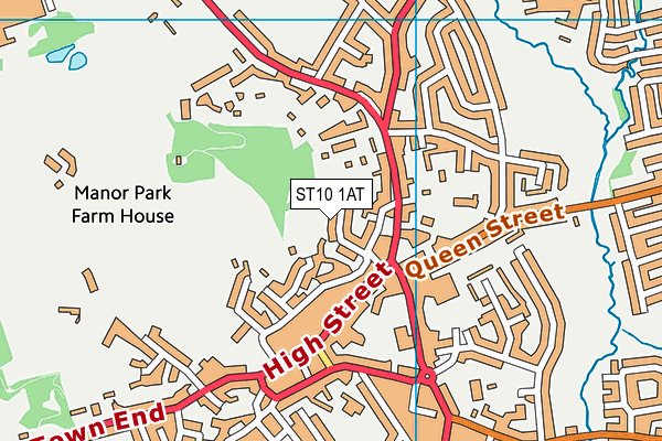 ST10 1AT map - OS VectorMap District (Ordnance Survey)