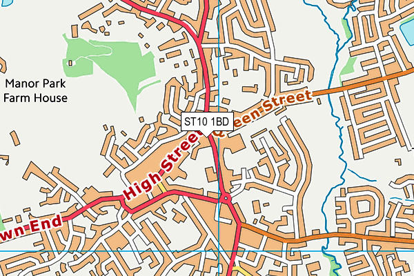 ST10 1BD map - OS VectorMap District (Ordnance Survey)