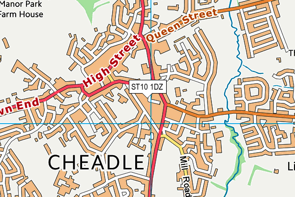 ST10 1DZ map - OS VectorMap District (Ordnance Survey)