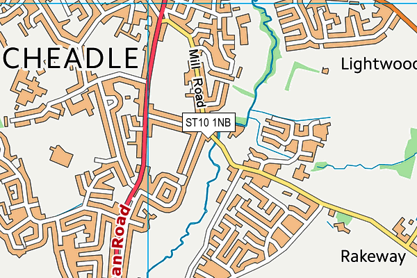 ST10 1NB map - OS VectorMap District (Ordnance Survey)