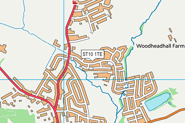 ST10 1TE map - OS VectorMap District (Ordnance Survey)