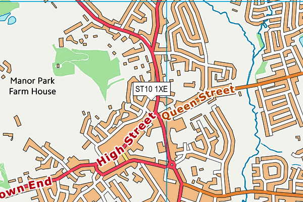 ST10 1XE map - OS VectorMap District (Ordnance Survey)