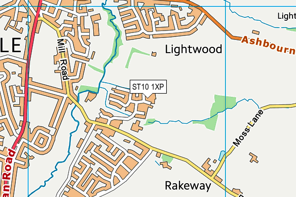 ST10 1XP map - OS VectorMap District (Ordnance Survey)