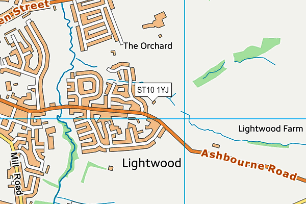 ST10 1YJ map - OS VectorMap District (Ordnance Survey)