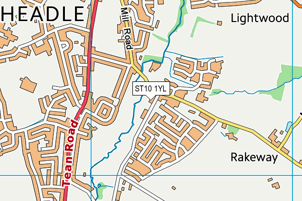 ST10 1YL map - OS VectorMap District (Ordnance Survey)