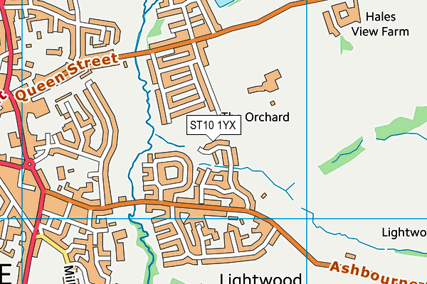 ST10 1YX map - OS VectorMap District (Ordnance Survey)