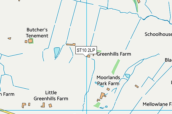 Evergreen map (ST10 2LP) - OS VectorMap District (Ordnance Survey)