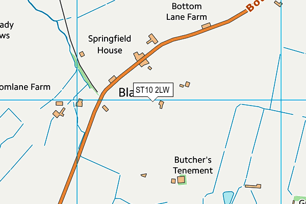 ST10 2LW map - OS VectorMap District (Ordnance Survey)