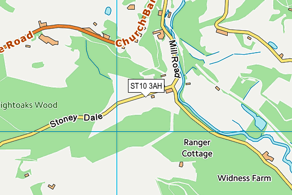 Oakamoor Cricket Club (Davies Worthington Sports Ground) map (ST10 3AH) - OS VectorMap District (Ordnance Survey)