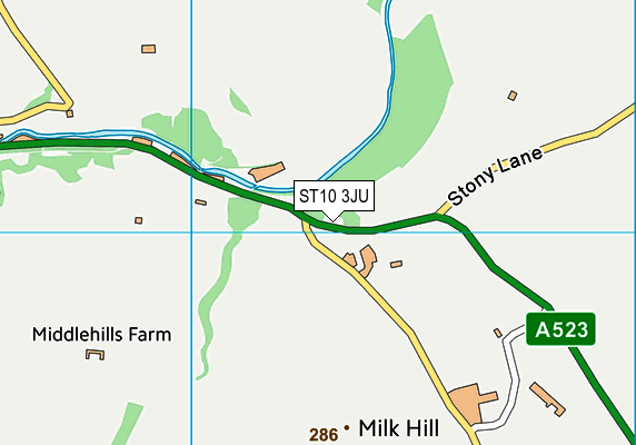 ST10 3JU map - OS VectorMap District (Ordnance Survey)