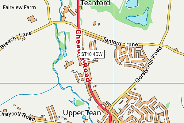 Wentlows Playing Field map (ST10 4DW) - OS VectorMap District (Ordnance Survey)