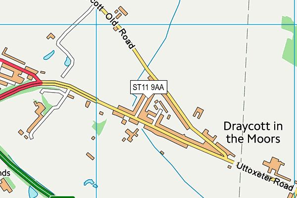 ST11 9AA map - OS VectorMap District (Ordnance Survey)
