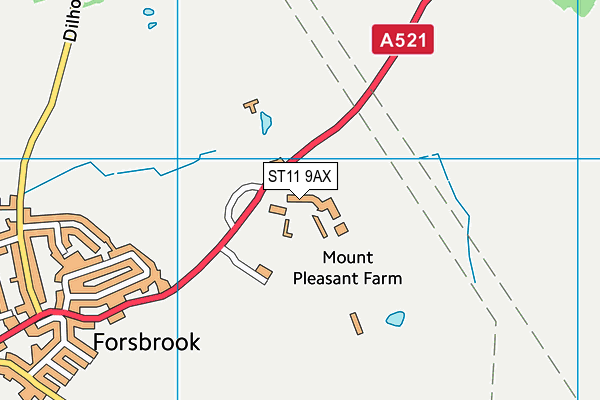 ST11 9AX map - OS VectorMap District (Ordnance Survey)