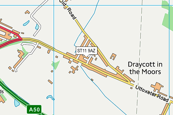 ST11 9AZ map - OS VectorMap District (Ordnance Survey)