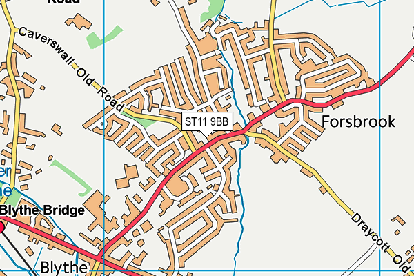 ST11 9BB map - OS VectorMap District (Ordnance Survey)