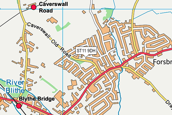 ST11 9DH map - OS VectorMap District (Ordnance Survey)