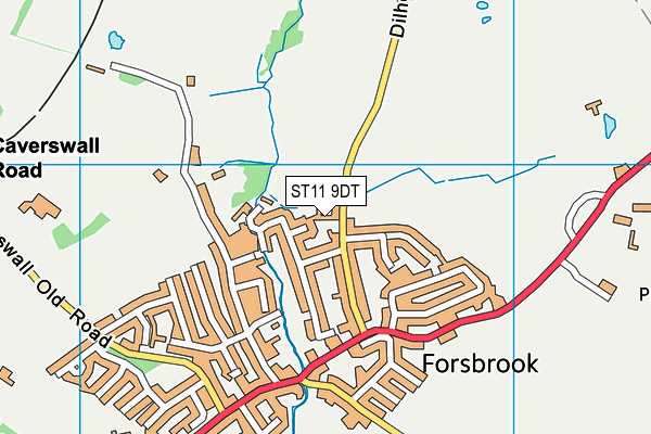 ST11 9DT map - OS VectorMap District (Ordnance Survey)