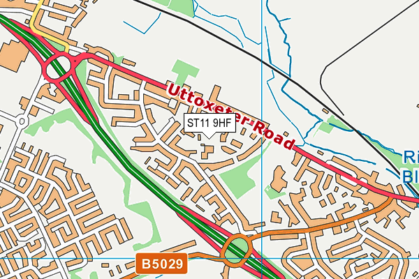 ST11 9HF map - OS VectorMap District (Ordnance Survey)