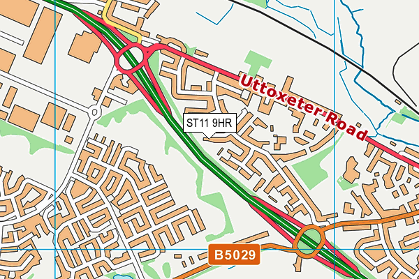 ST11 9HR map - OS VectorMap District (Ordnance Survey)