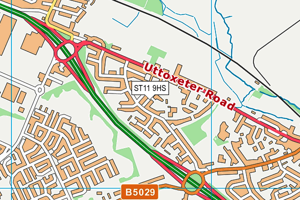 ST11 9HS map - OS VectorMap District (Ordnance Survey)