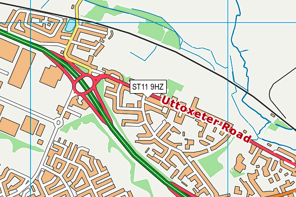 ST11 9HZ map - OS VectorMap District (Ordnance Survey)