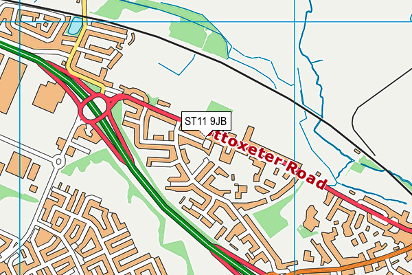 ST11 9JB map - OS VectorMap District (Ordnance Survey)