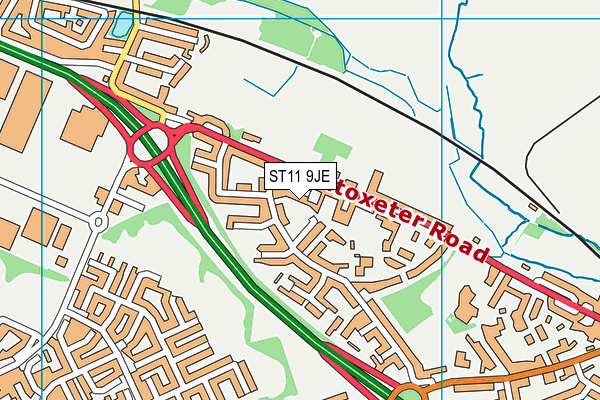 ST11 9JE map - OS VectorMap District (Ordnance Survey)