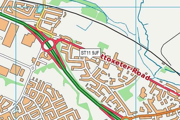 ST11 9JF map - OS VectorMap District (Ordnance Survey)