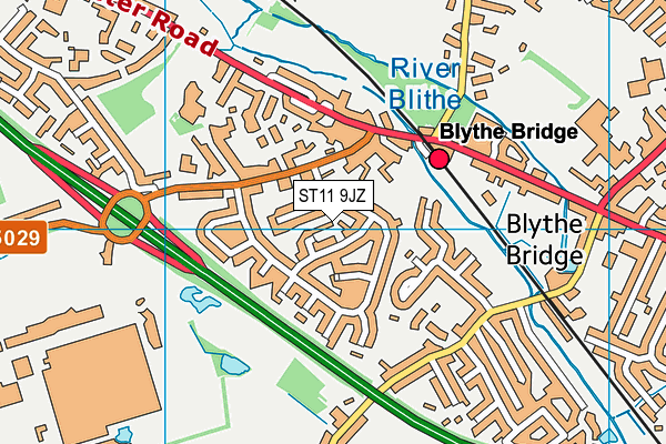 ST11 9JZ map - OS VectorMap District (Ordnance Survey)