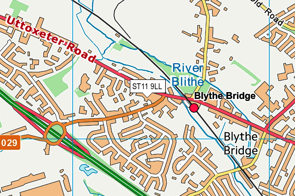 ST11 9LL map - OS VectorMap District (Ordnance Survey)